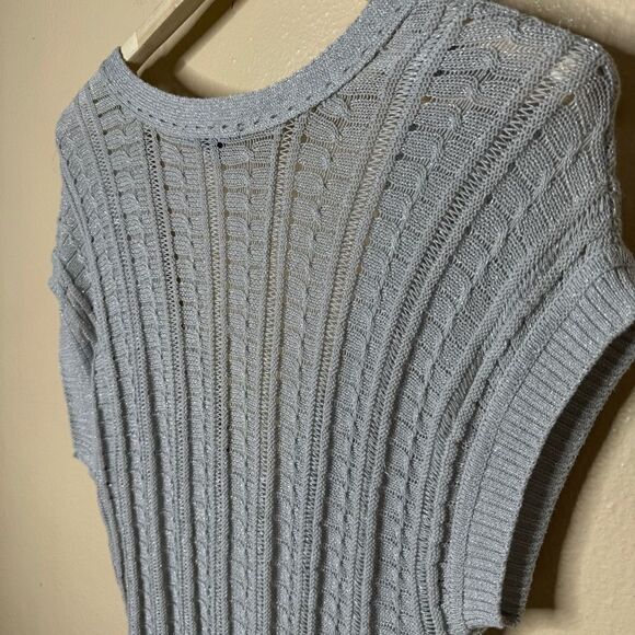 Armani Exchange Sweater Vest Women's Medium Gray V-neck Knitted Stretchy - Picture 10 of 10